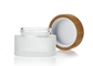 Recyclebares weißes kosmetisches Glasglas 30g-100g mit Bambusdeckel-Runde